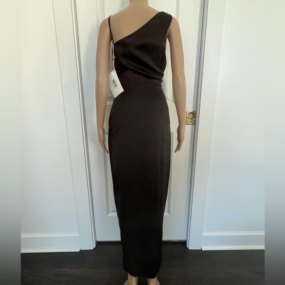 NICHOLAS brown silk Senda Asymmetric Gown - Picture 6 of 6